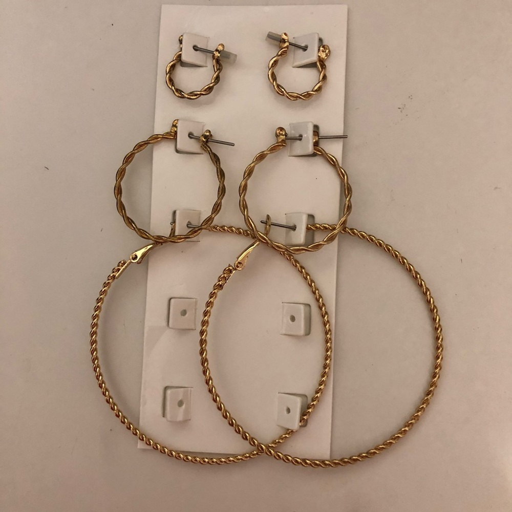 3 Pairs of Gold Hoops